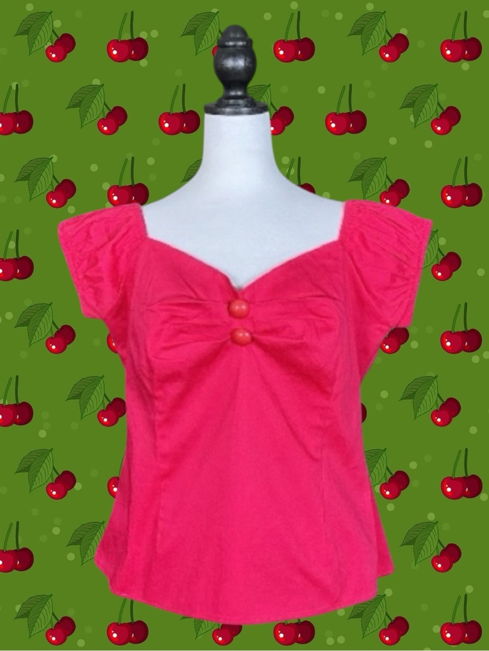 Collectif London NWOT Retro Pin-Up Rockabilly Mid-Century Modern Coquette Top 14